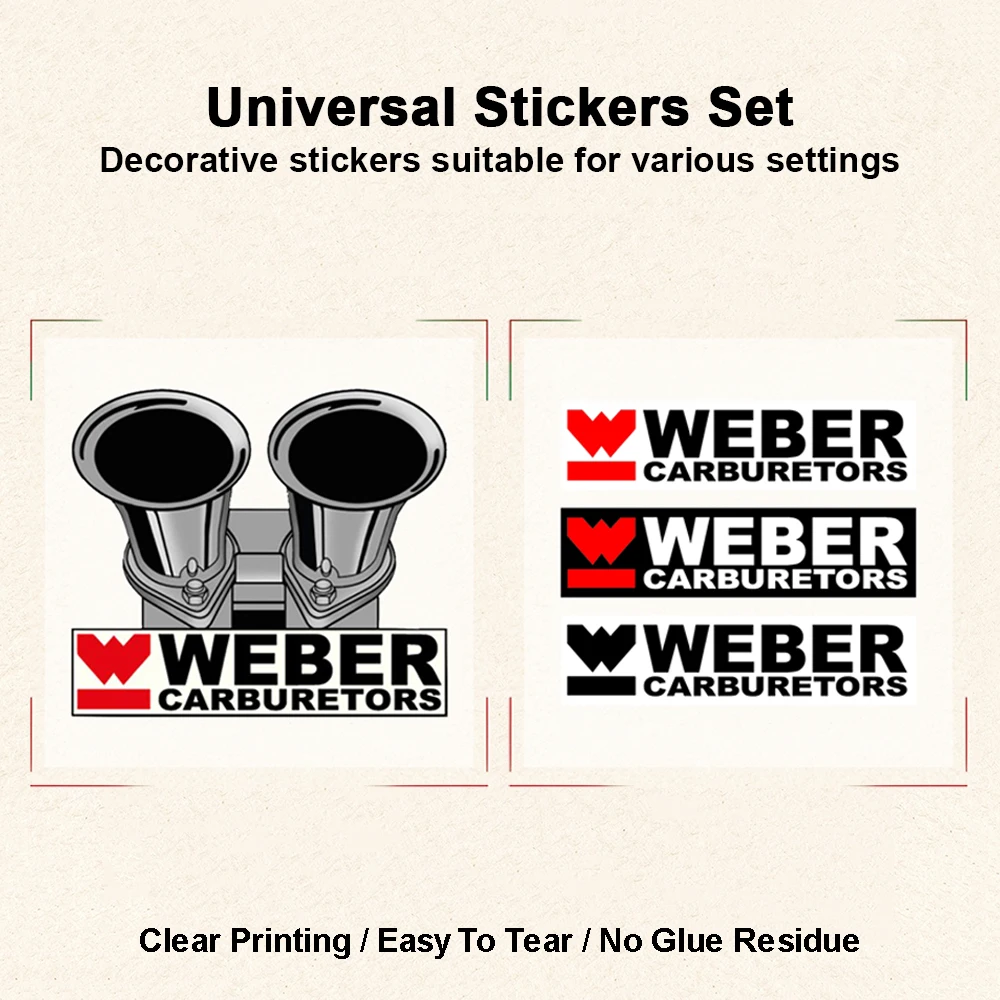 Classic Race Style WEBER Carburetors Graphic Stickers PVC Self Adhesive Decals Car Body Helmet Tool Box Garage DIY Decoration