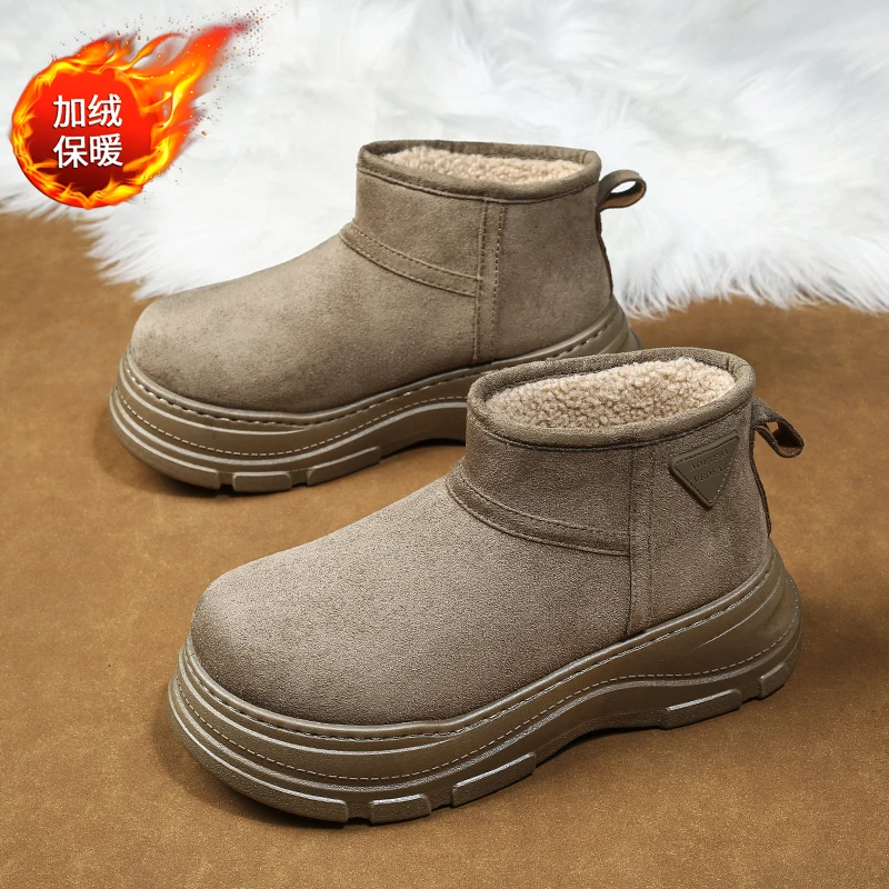 Winter cotton shoes thick soled snow boots outdoor cold resistant and warm boots fashionable high top plush boots for couples
