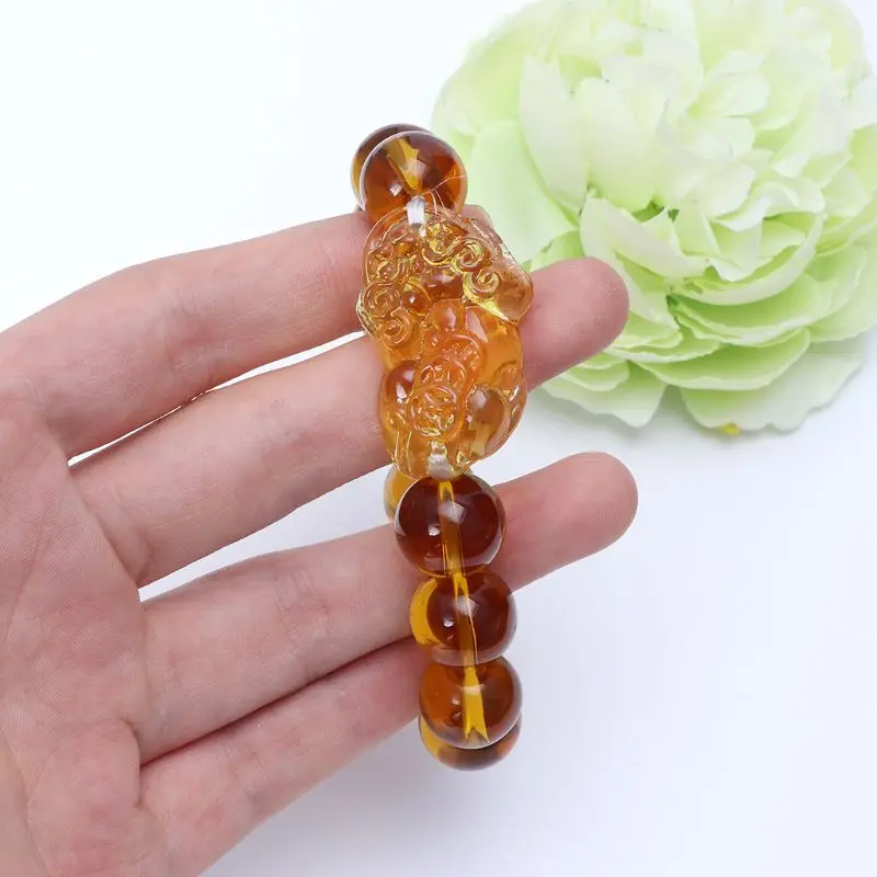 Nice Pixiu Bead Bracelet Lucky Charm Feng Shui Citrine Stone Bracelets Amulet Jewelry Decoration Gift For Men Women