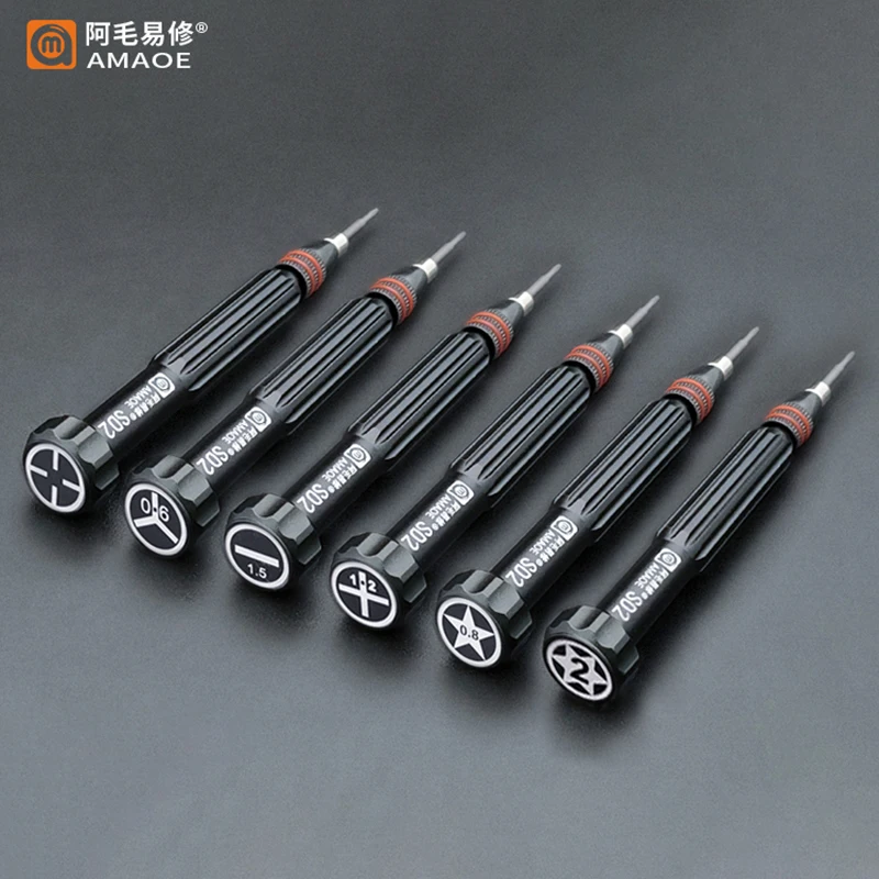 AMAOE SD2 Precision Screwdriver Torx Pentalobe Tri Wing Magnetic S2 Steel Bits Screw Driver for Camera Watch Mobile Phone Repair
