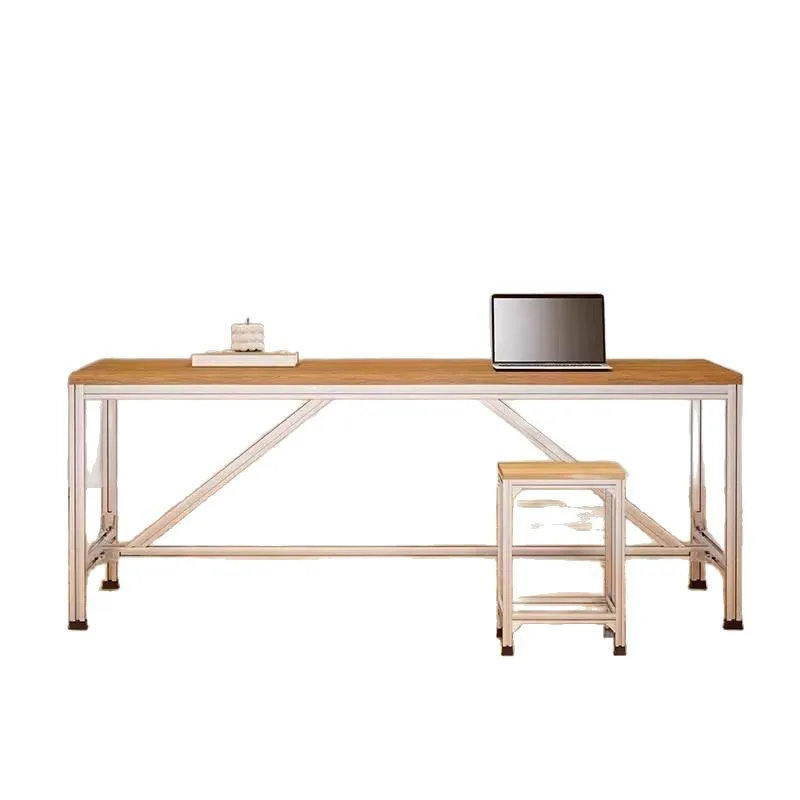 ！@Modern Durable Eco-Friendly Large Long Birch Wood Computer Desk Aluminum Profile Marine Board Multifunctional Compact Laptop