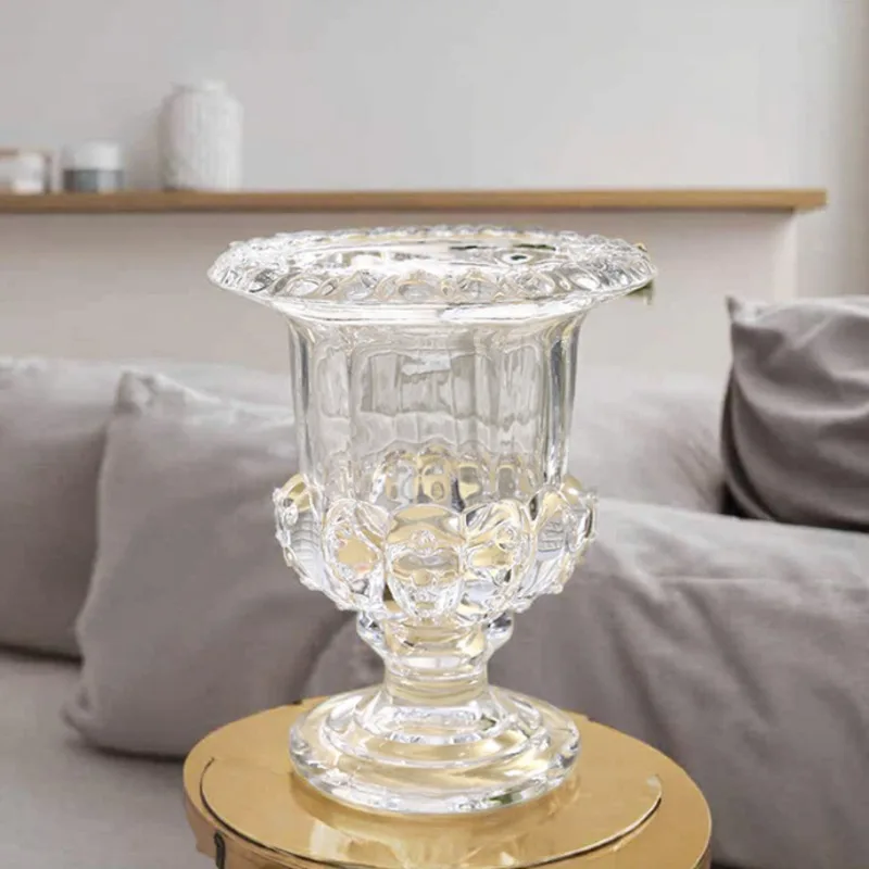 Modern Nordic style luxury high floor vase luxury small desktop crystal transparent glass home decoration