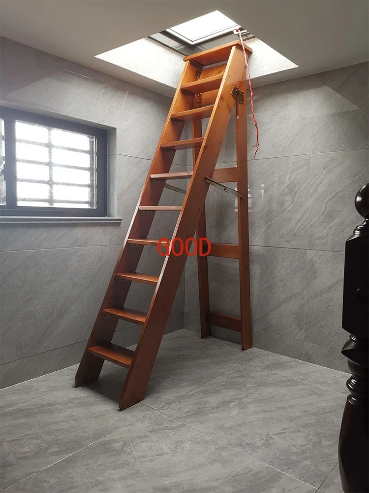 

Solid wood ladder, household folding ladder
