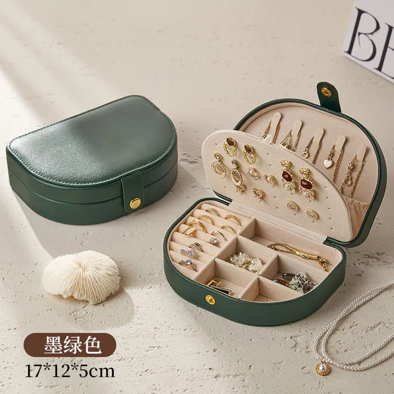 Nueva caja de almacenamiento de joyería Retro de alta gama con compartimentos para joyería portátil, collares, pendientes y pendientes de oro