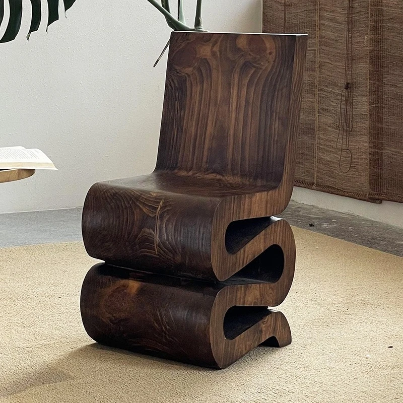Special-shaped ornament decorative chair, solid wood creative S-shaped back chair