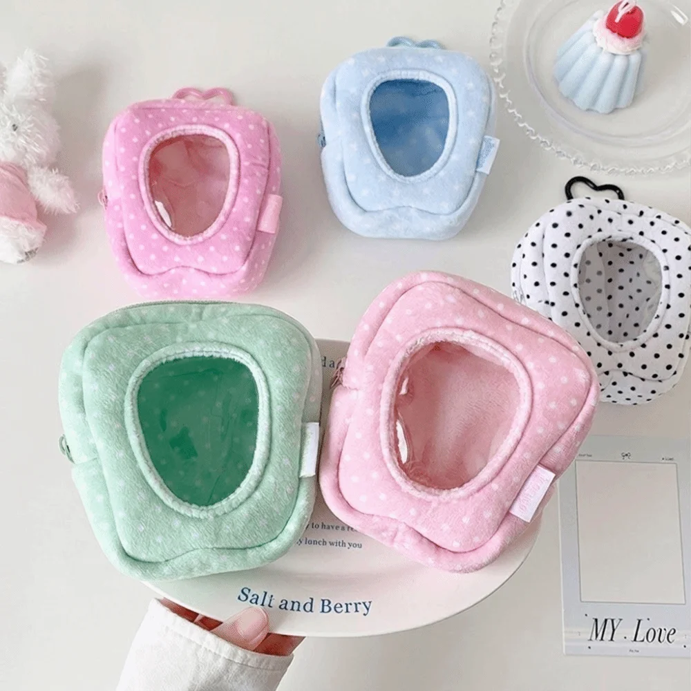 Bag Charm Transparent Polka Dot Coin Purse PVC Heart Button Storage Bag Display Zipper Hanging Storage Bag Girls