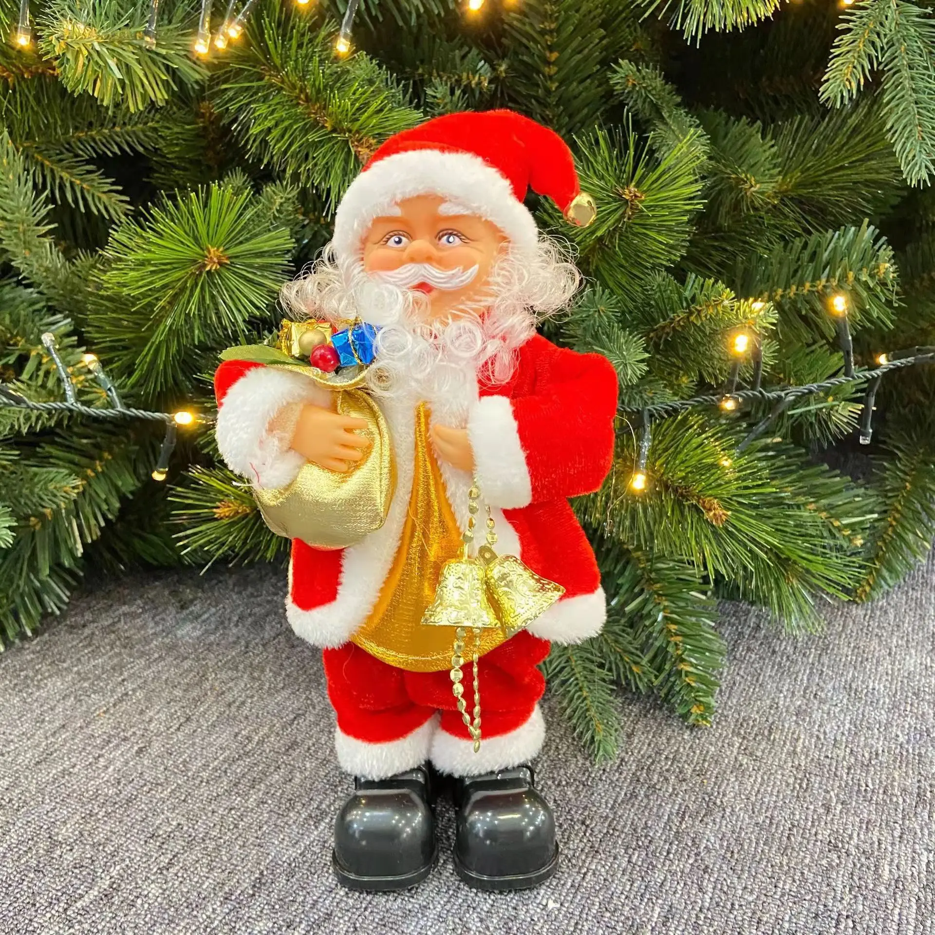 Christmas Electric Santa Claus Toys Kids Cartton Musical Instruments with Music Xmas Doll Decoration Gift for Children