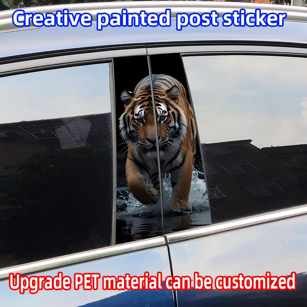 

Animals Tiger Car Stickers Auto B Pillar Waterproof Animals Decor Cover Scratches Car Doors Pillar Vinyl Decals Accessories