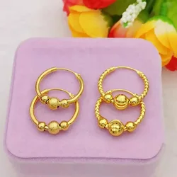 Classic 18k Gold Color Mantianxing Transit Bead Earrings for Women Bride Birthday Wedding Engagement Party Fine Jewelry Gifts