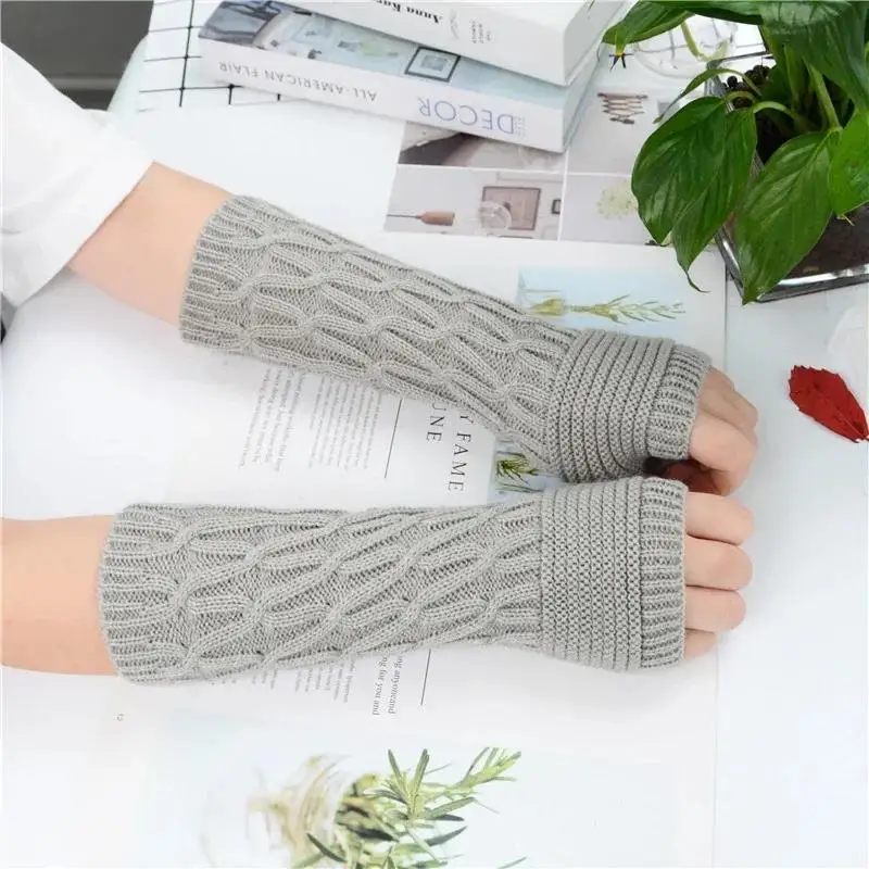 Fingerlose Strickhandschuhe für Damen – Winter-Armwärmer im Gothic-Punk-Stil für Freizeitkleidung