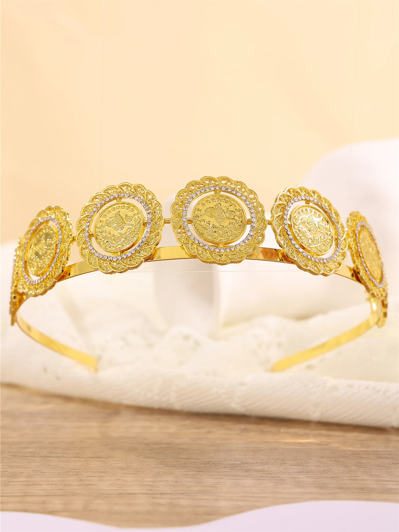 

Arabic Coin Head Piece Algeria Crown For Women Gold Color Hair Clip Tiaras Para Niña Middle East Fashion Metal Head Piece Mujer