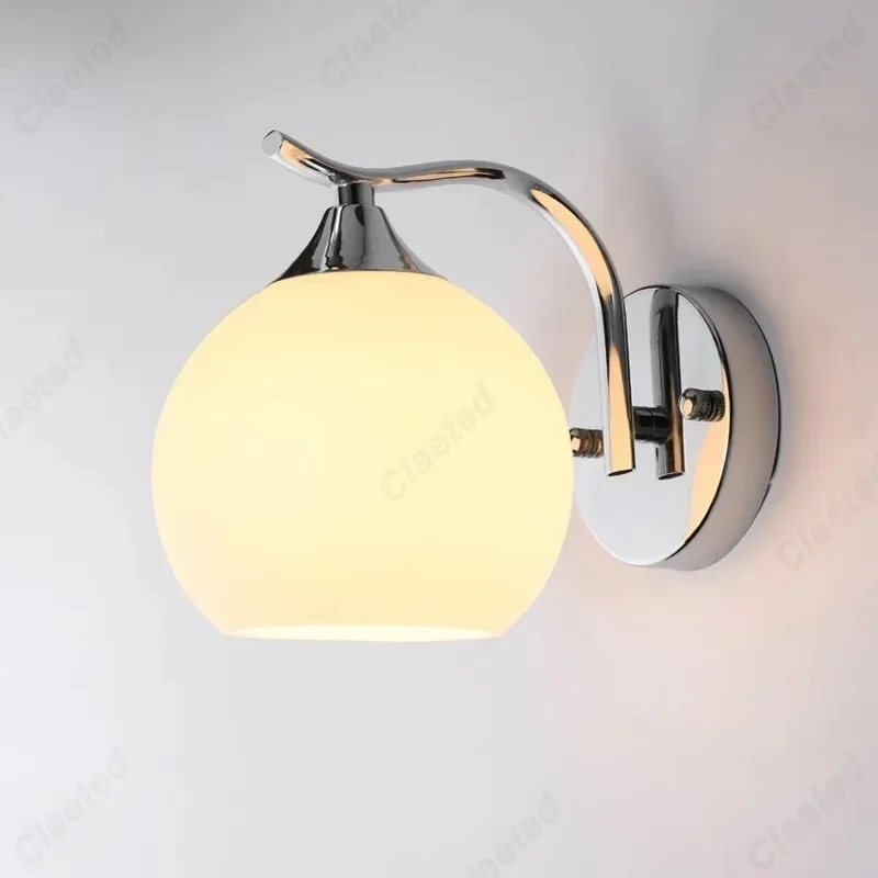 LED Luxury E27 Glass Lampshade Bedhead Wall Light Bedroom Living Room Wall Light Modern Simple Creative Corridor Wall Light