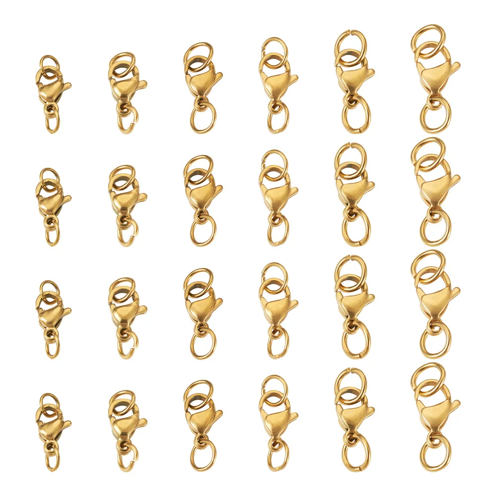 30Pcs 304 Stainless Steel Lobster Claw Clasps Hook with Jump Rings End Clasps Connector For DIY Bracelet Necklace Jewelry Making