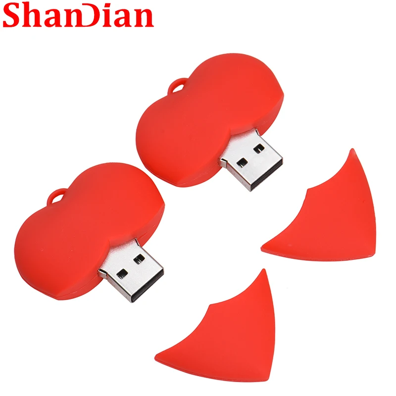 Gifts For Kids Red Heart 64GB USB Flash Drive Silicone 32GB Pen Drives Creative Gift 16GB Memory Stick 8GB Beautiful U Disk  2.0