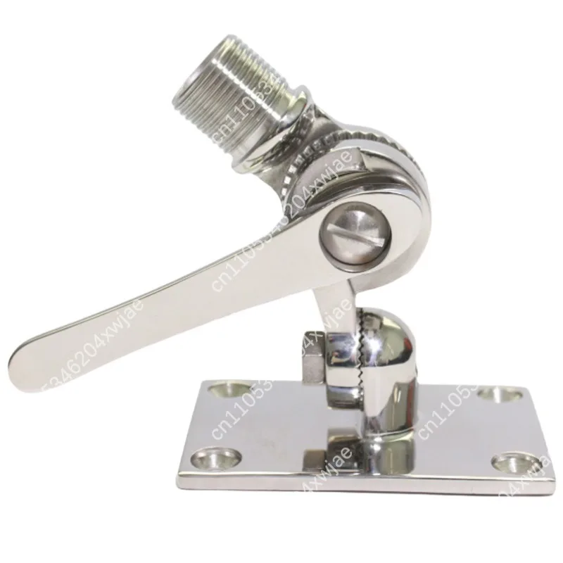 Dual Axis Adjustable VHF Antenna Mount for Marine, 316 Stainless Steel 92mm Ratchet Base, Corrosion Proof Boat Accessory