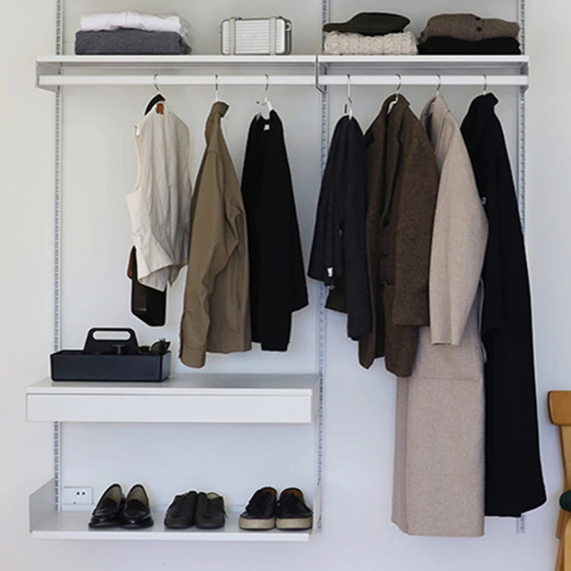 Wall-hung cloakroom open clothes rack Nordic minimalist metal rail rack storage multi-storey.