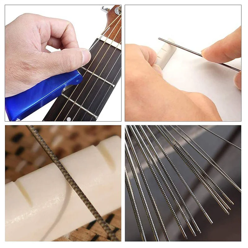 ABHT-36Pcs Understring Radius Gauge + String Action Ruler Gauge Tool + Guitar Bridge Saddle Nut Files Set Guitar Repair Tool