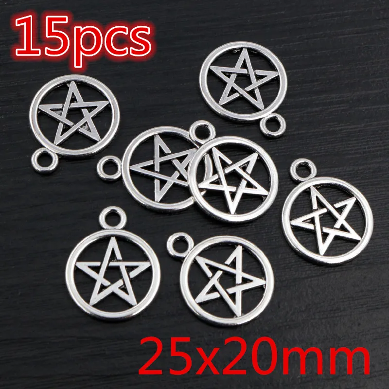 New Fashion Antique Silver Plated Bronze Stars Chrams Metal Alloy Pendant Charms for DIY Neckalce Jewelry Making Findings