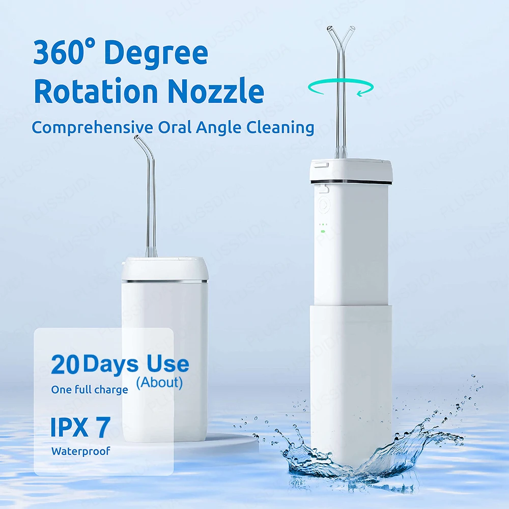 جهاز تنظيف الأسنان بالماء صغير لاسلكي محمول عن طريق الفم الري المياه الأسنان الأنظف اختيار خزان المياه تلسكوبي 3 وضع IPX7 مقاوم للماء السفر