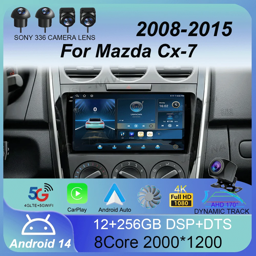 

Android 14 2 DIN автомобильный радиоприемник мультимедийный плеер для Mazda Cx-7 cx7 2008-2015 WIFI BT система автомобильный экран стерео 9-дюймовый головное устройство