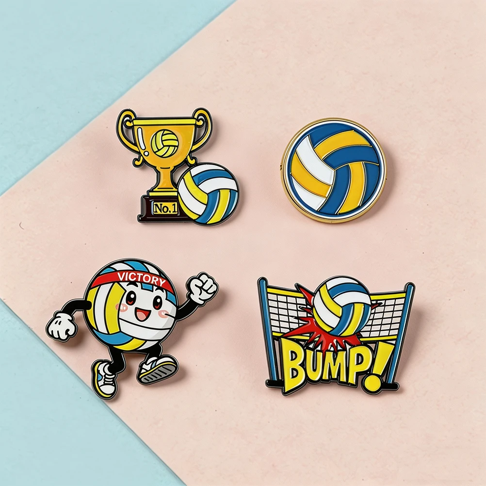 Volleyball Hard Enamel Pins For Sport Lovers Bag Backpack Jacket Jewelry Brooches Trophy Badges Accessory Pins Gift To Friends
