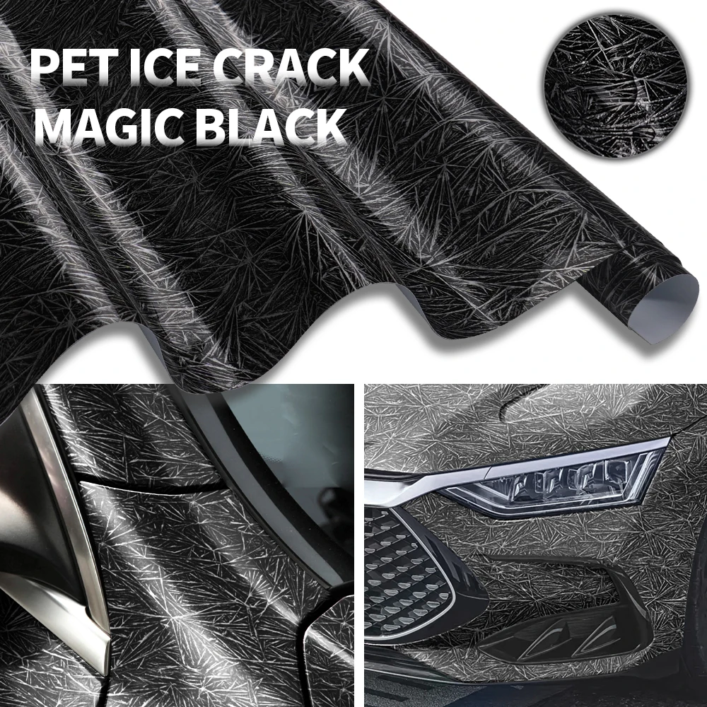 

PET Arctic Shard Gloss Car Vinyl Wrap Film Ice Crack Black Car Stickers Color Change Film Auto Body Decor for Auto Accessories