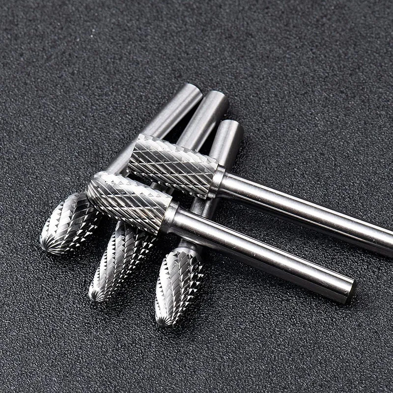 Carbide Burrs Set 10pcs Double Cut Solid Carbide Rotary Burr Set 1/4" Shank Die Grinder Bits For Steel, Metal Carving, Polishing