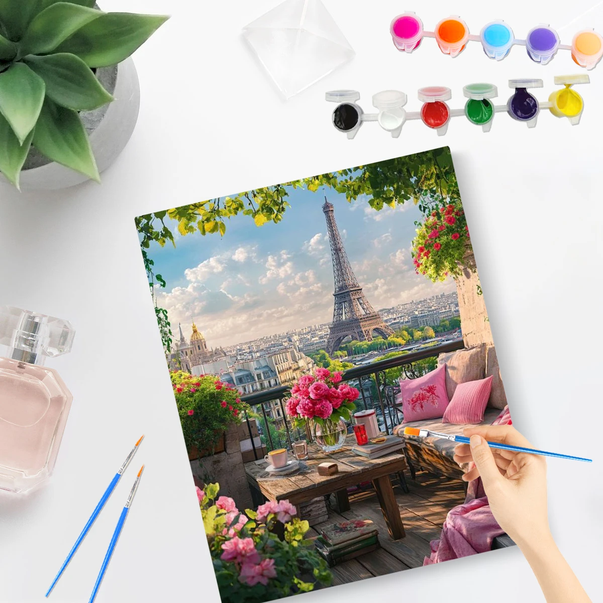 PhotoCustom Diy Painting By Numbers Architectural Landscape Kit Coloring By Numbers For Adult Handmade Acrylic