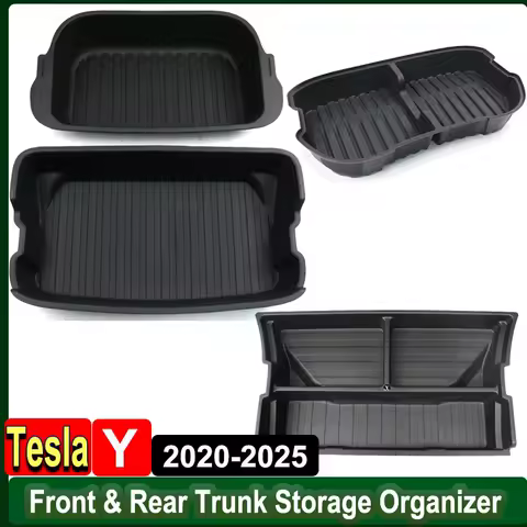 For Tesla Model Y 2025 2024 Frunk Organizer Box Rear Trunk Double-deck Storage Box Front Cargo Dustproof Luggage Storage Tray