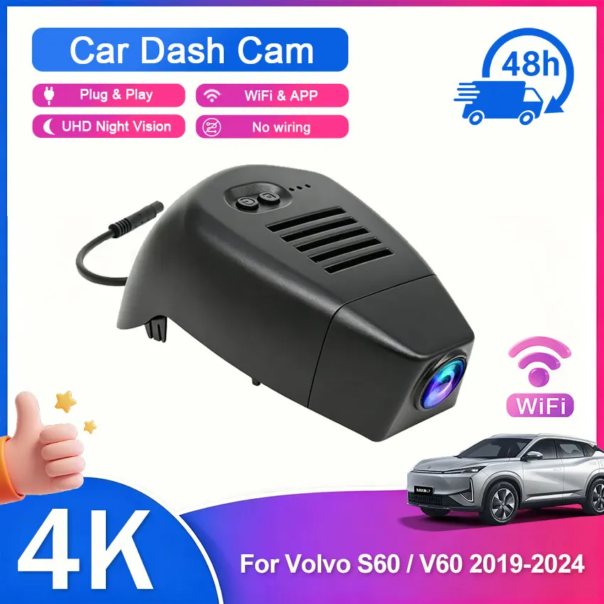 UHD 4K Car DVR For VOLVO V60 S60 2019 2020 2021 2022 , Built-in WIFI Dash Cam Rear Recorder Auto Parts