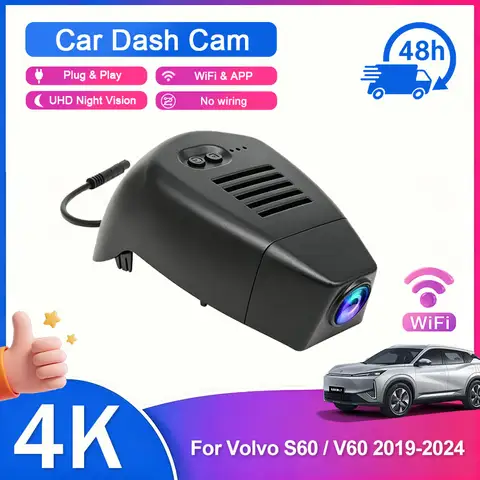 UHD 4K Car DVR For VOLVO V60 S60 2019 2020 2021 2022 , Built-in WIFI Dash Cam Rear Recorder Auto Parts