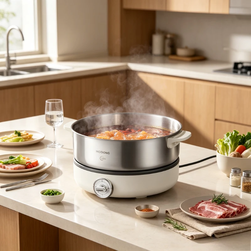6L 0 Coating 304 Stainless Steel Hot Pot Detachable Cooker Stepless Temperature Control for Grill Shabu Home Use 전기 훠궈 냄비