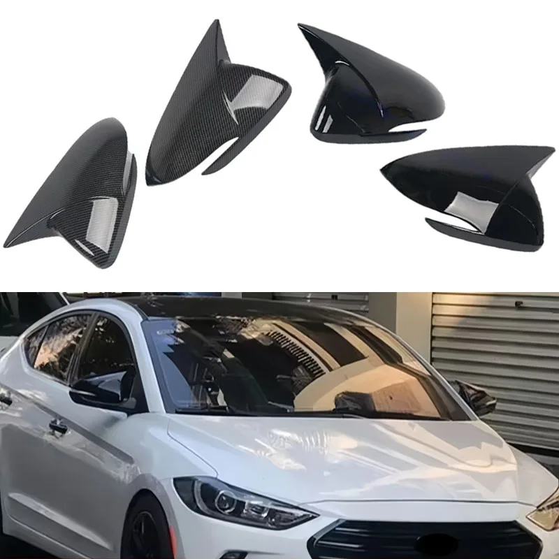 

2PCS Carbon Fiber Look Car Rearview Cover Side Door Mirror Shell Decoration For Hyundai Elantra AD 2016 2017 2018 2019 2020