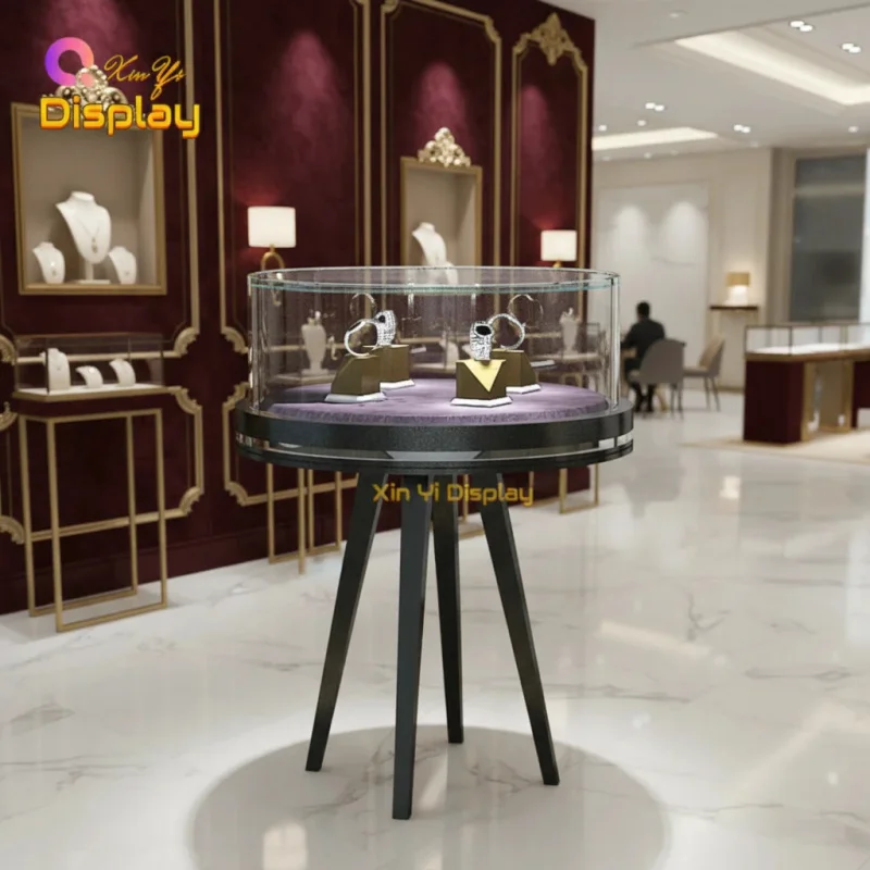 custom.Customized Stainless Steel Retail Display Tower with LED Lighting Furniture Shopping Malls Jewelry Showcase Cab