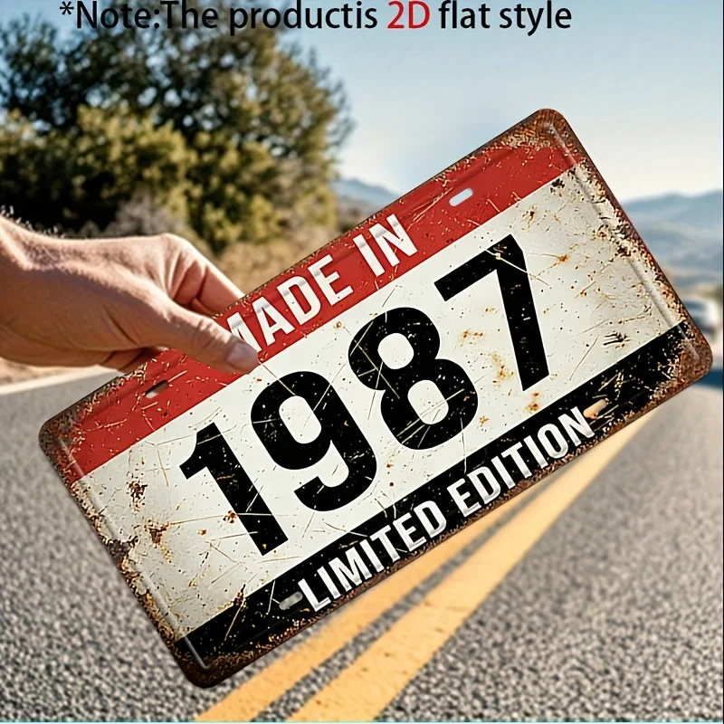 2D Flat,Suitable for Vintage 1987 Limited Edition Metal Wall Plaque - Retro,Wall-Mounted Retro Sign for Office Cafe Decor