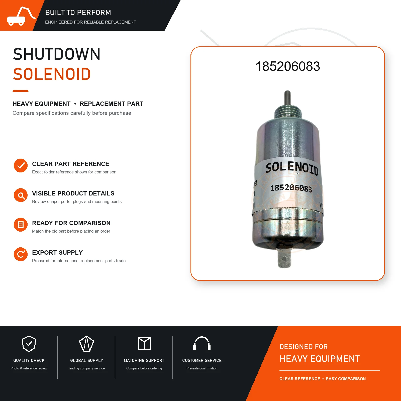 Fuel Shutoff Solenoid Valve 185206083 Engine Stop Solenoid for Excavator Construction Machinery Replacement Part