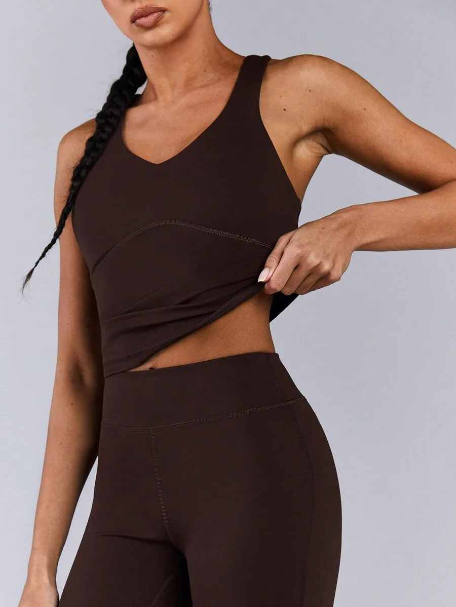 

Women Solid Color Seamless Sports Bra And Leggings Set
