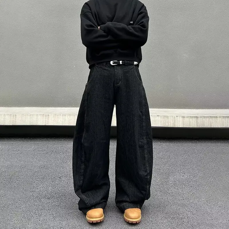 American Sickle Banana Jeans Men's Gallery Black Explosion Slightly Wide Legs Handsome High Street Scimitar Pants