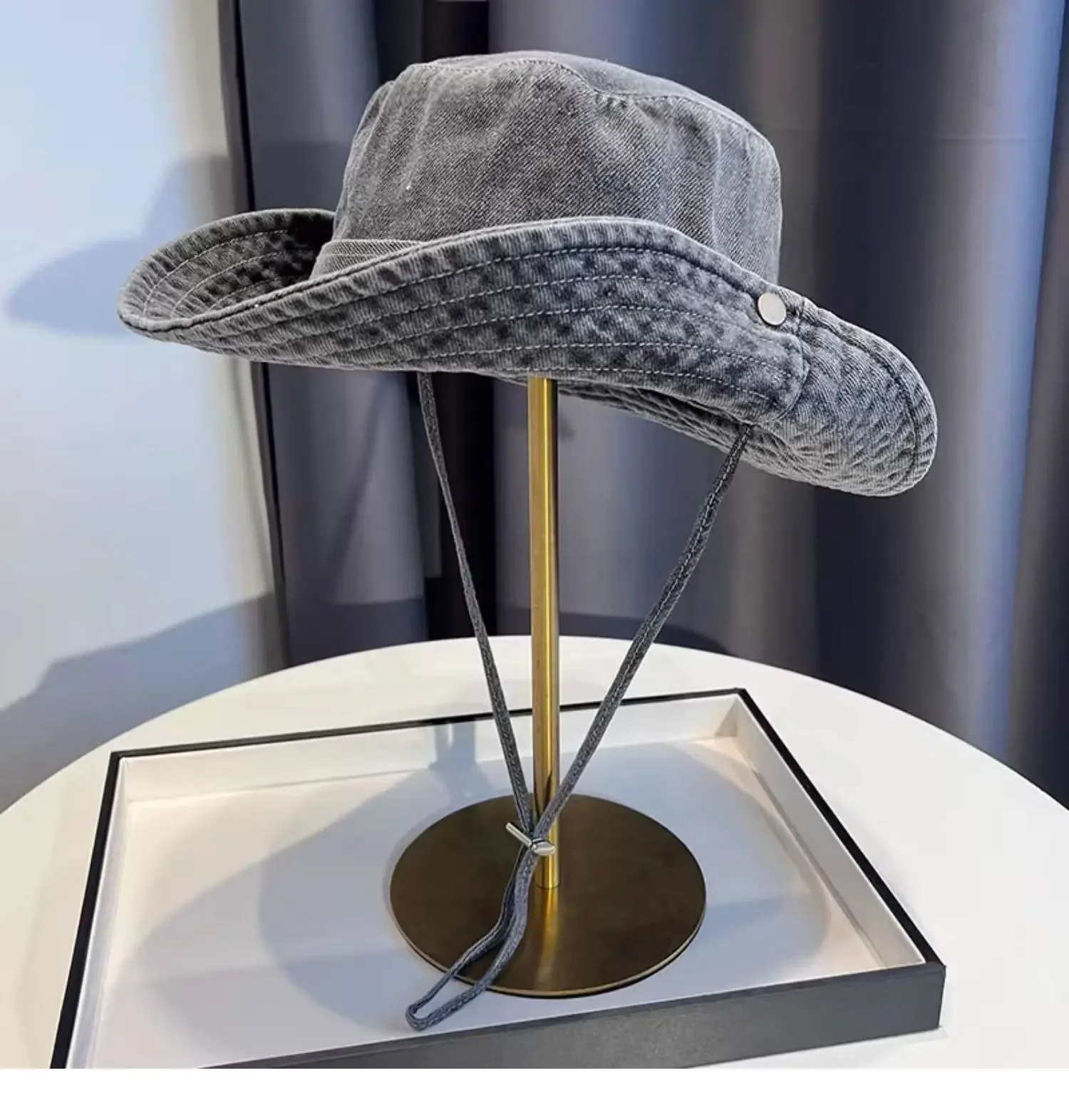خمر غسلها الدنيم قبعة بحافة للجنسين الصيف قبعة الشمس للنساء الرجال قبعة التخييم مع الأشعة فوق البنفسجية حماية قبعات رعاة البقر الغربية صياد قبعة