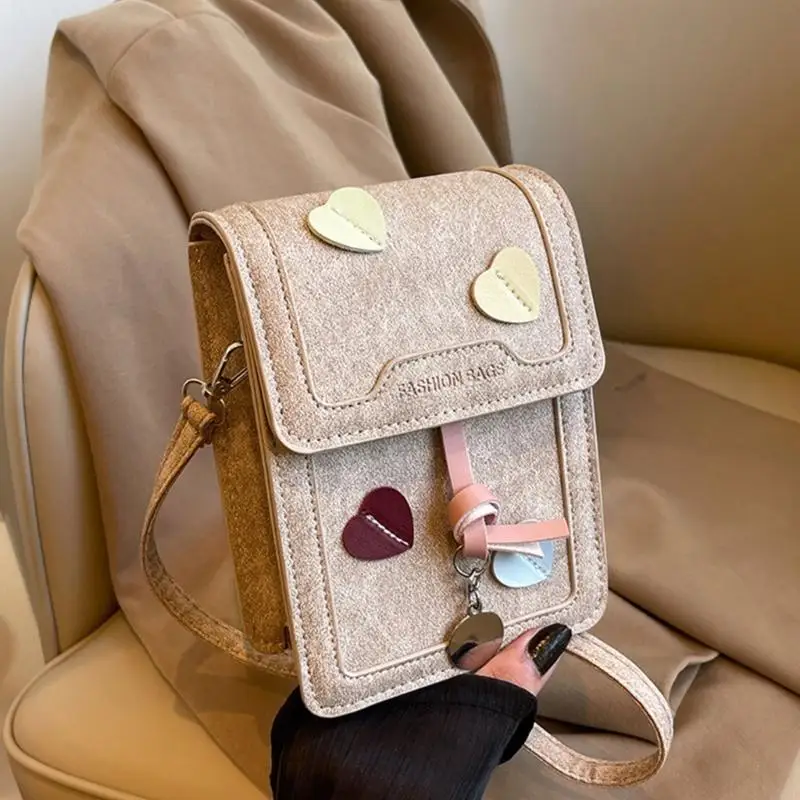 

Women Lovely Phone Bag PU Leather Crossbody Bag Small Shoulder Bag Korean Styles Wallet Purse Vertical Bag