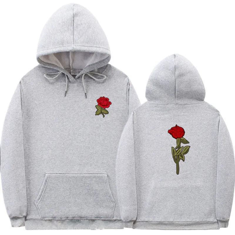 Spring and autumn streetwear hoodie rose simple print new Harajuku hoodie fashion unisexual sweatshirt men