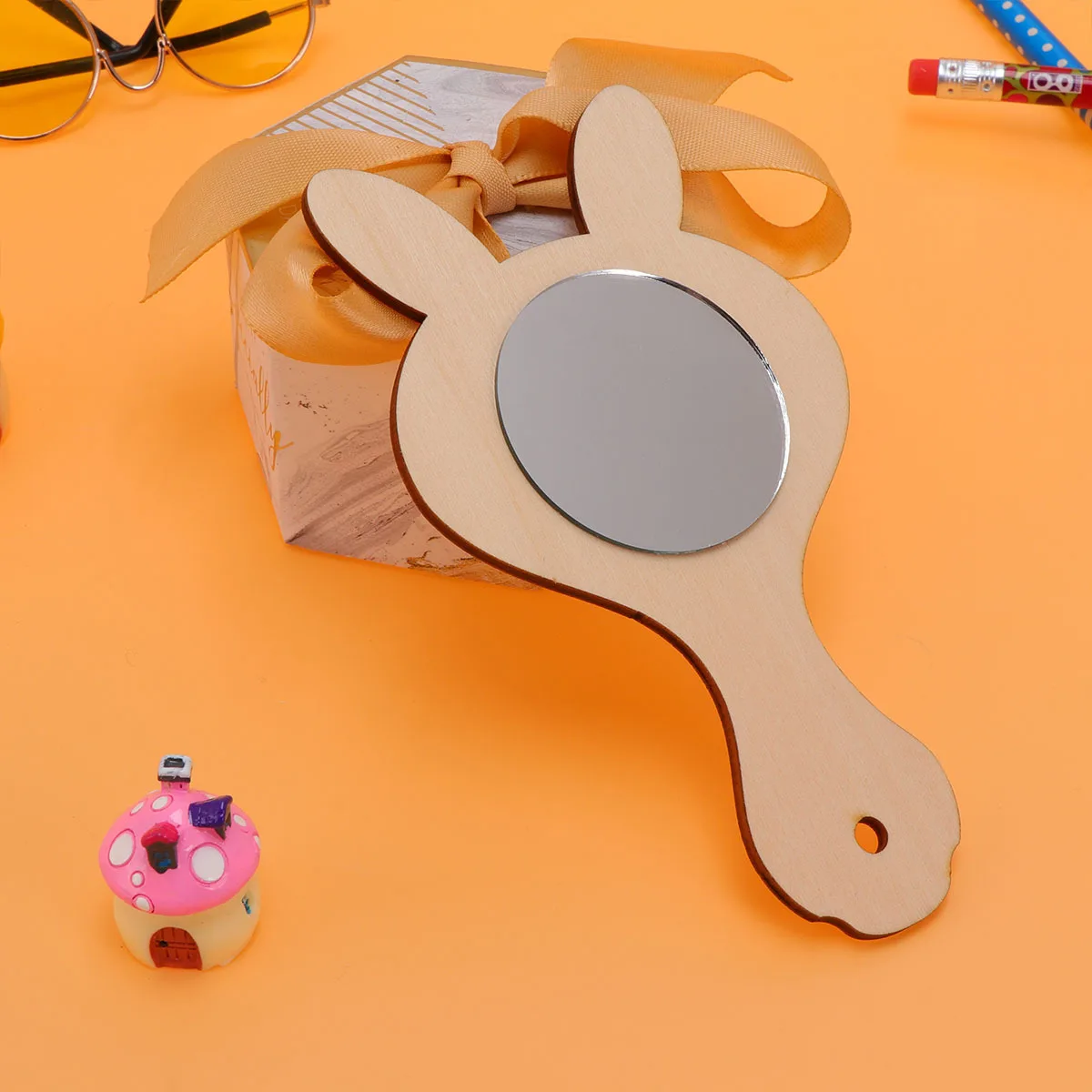 10pcs Wooden Mini Mirror Diy Unfinished Handheld Mirrors For Kids Painting Crafts Natural Wood Educational Creative Handmade Fun