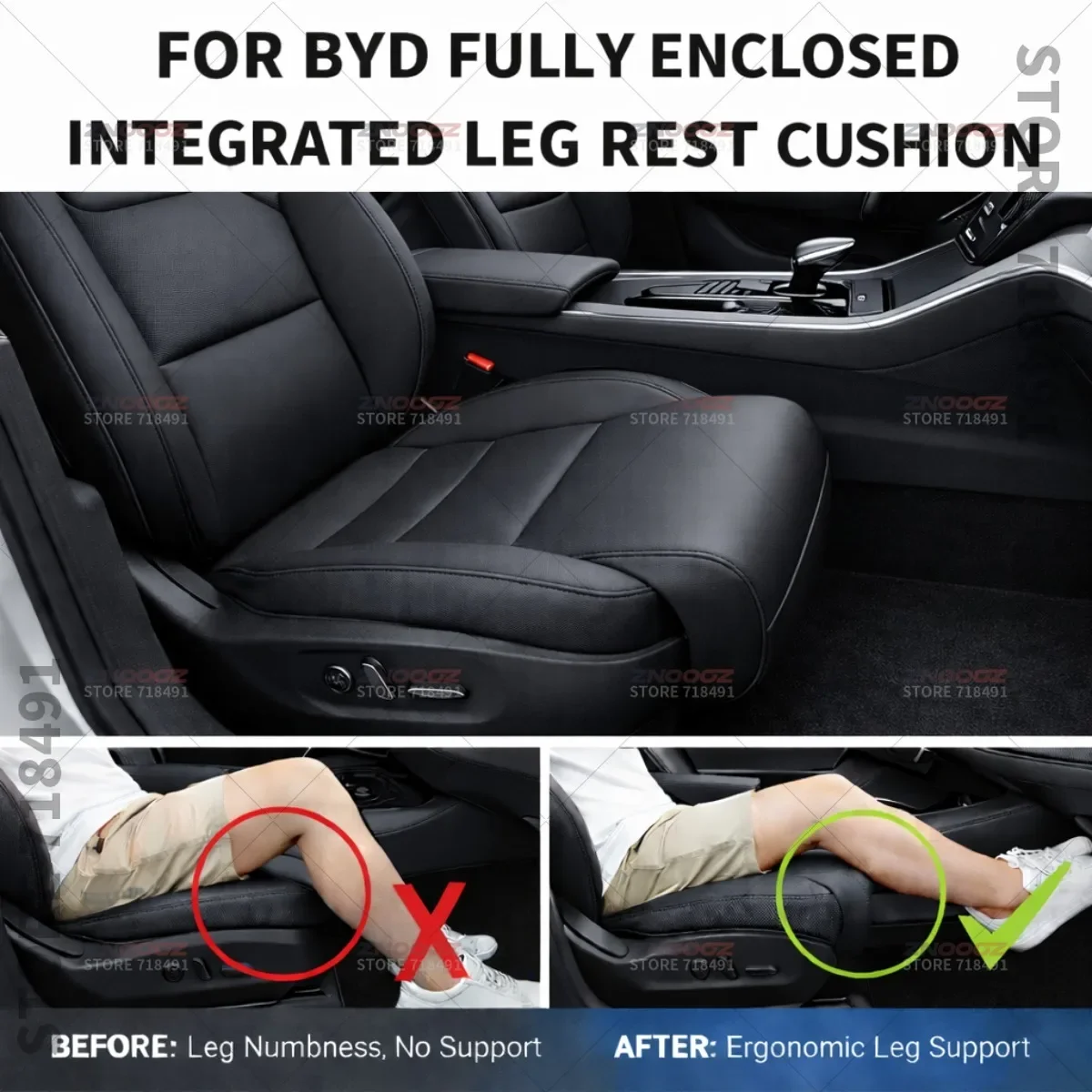 For BYD Seat Leg Support Extension Cushion Thigh Support Pillow Memory Foam Leather Leg Extender Interior Accessories