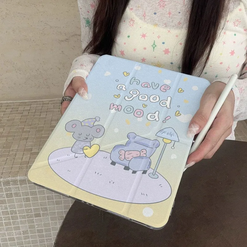 Love Mouse 3+Y Fold Case for IPad Pro 12.9 Case IPad 10th Gen Air 5th 4th 10.9 Pro11 2nd 3rd 4th IPad 10.2 7th 9th 8th Mini6 8.3