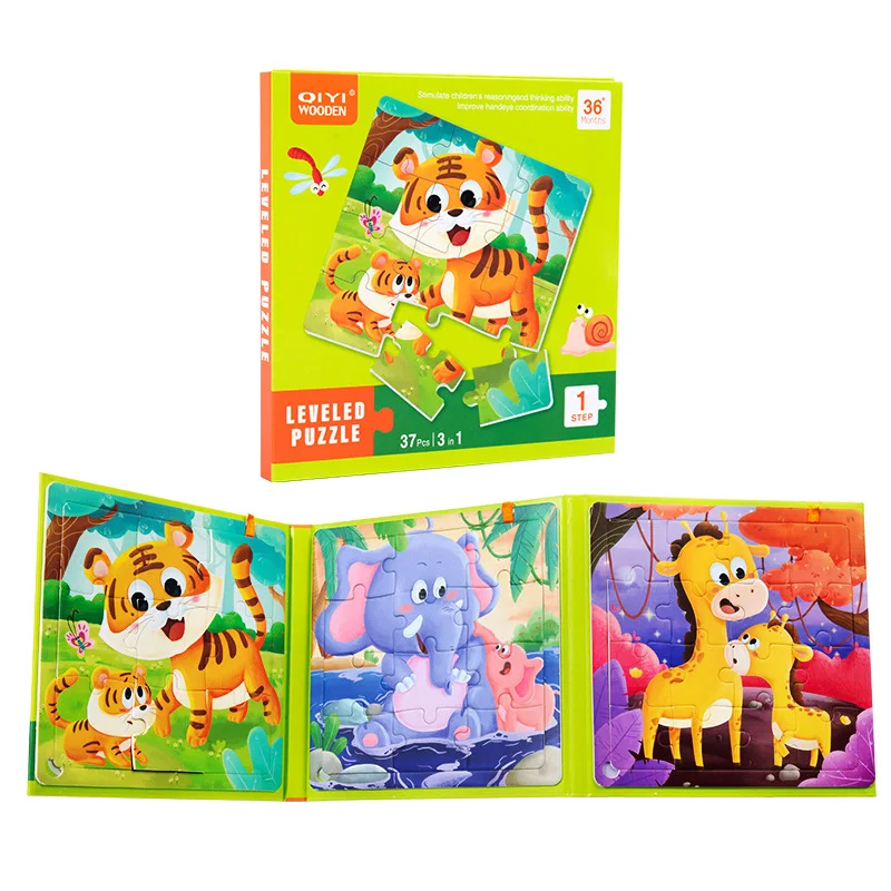 3 in 1 Magnetic Puzzles Toddler Toy Advanced Version Folding Busy Quiet Book Animal Jigsaw Travel Games Early Education Toy Gift