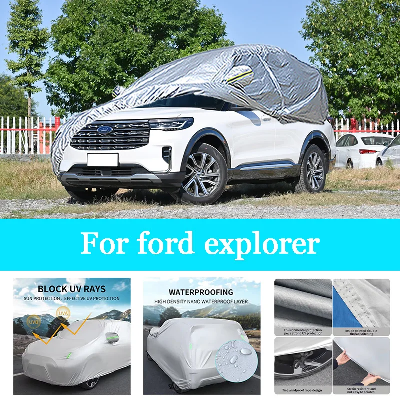 

Автомобильный чехол, уличный, полностью внешний, снежный чехол, солнцезащитный козырек, водонепроницаемая, пылезащитная защита со светоотражающими полосками для Ford Explorer
