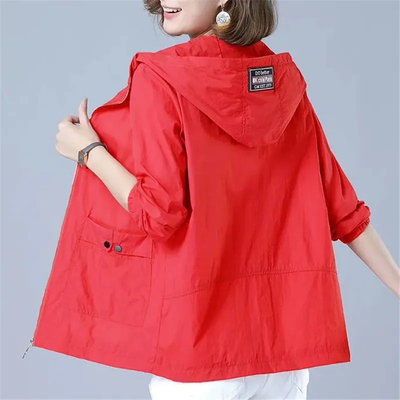 Women Ice Silk Sun Protection Clothing 2023 Summer New Anti-Ultraviolet Coat Female Hooded Jacket Zipper Loose Outerwear G1951