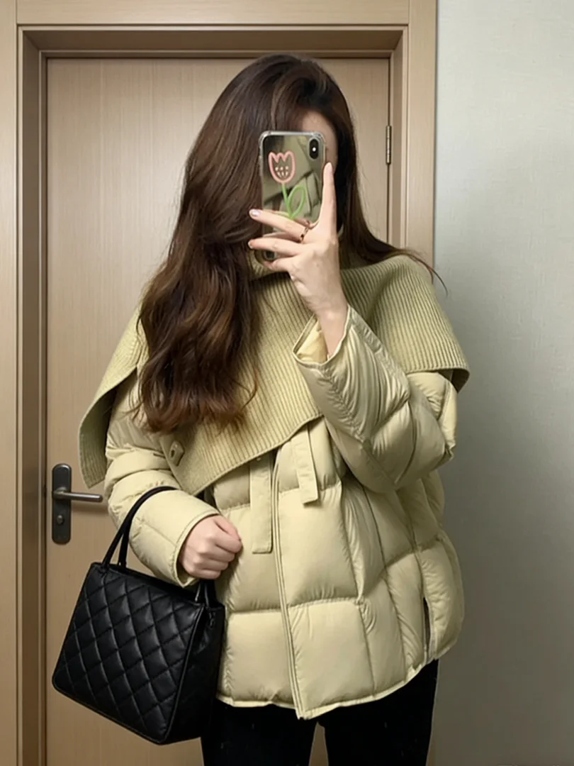 

Зимнее утепленное хлопковое пальто 2025 года для женщин, свободного кроя, в корейском стиле, теплое, для повседневной носки, прямого силуэта, с длинными рукавами