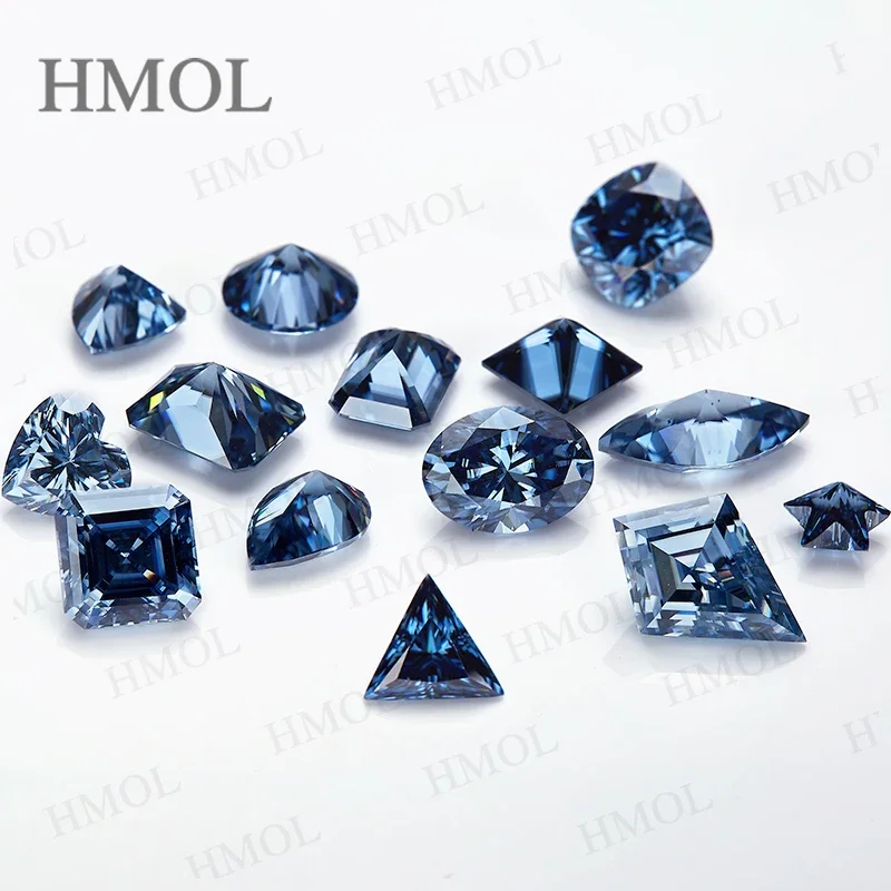 New Original Vivid Blue Moissanite Diamond Triangle Oval Heart Pear Princess Cushion Marquise Radiant Emerald Brilliant BeadsGRA