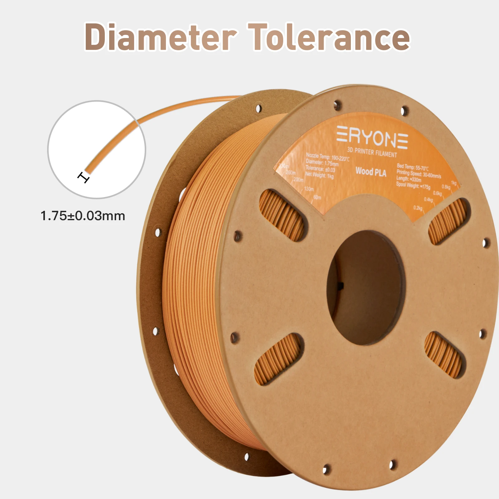 ERYONE 1kg/3KG/10KG Filament PLA do drukarek 3D, Filament PLA 1.75mm +/- 0.03mm, Filament PLA 1KG na szpuli kartonowej (2.2LBS) — zdjęcie produktu 3